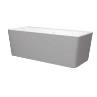 Wanna wolnostojąca Balneo ROMA NO RIM 170 x 80 cm biało szara akrylowa z ramą ze stali nierdzewnej i 6 nóżkami stabilizującymi z przelewem i białym korkiem