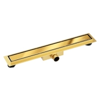 Odpływ liniowy podłogowy Balneo Duplex Next Mirror Gold 60 cm złoty dwustronny ze stali nierdzewnej z niskim syfonem i głębokim osadnikiem