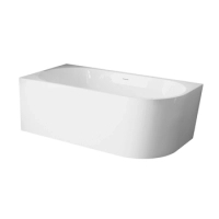 Wanna wolnostojąca narożna lewa Balneo AVOLA NO RIM 170 x 80 cm biała akrylowa z ramą ze stali nierdzewnej i 6 nóżkami stabilizującymi z przelewem i białym korkiem