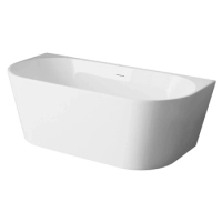 Wanna wolnostojąca przyścienna Balneo VIVA NO RIM 150 x 75 cm biała akrylowa z ramą ze stali nierdzewnej i 6 nóżkami stabilizującymi z przelewem i białym korkiem