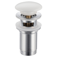 Korek umywalkowy mosiężny Balneo Klik Klak C biały z przelewem z ceramiczną główką