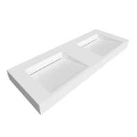 Umywalka SERAVIA Solid Surface Coco White/Biała z odpływem liniowym podwójna 120 cm