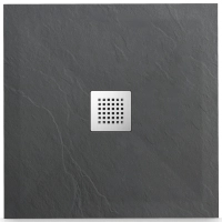 Brodzik z konglomeratu mineralnego Balneo Stone Tray 90 x 90 x 2,5 cm ciemnoszary niski kwadratowy