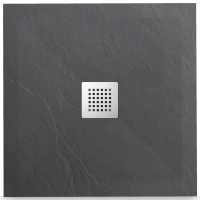 Brodzik z konglomeratu mineralnego Balneo Stone Tray 80 x 80 x 2,5 cm ciemnoszary niski kwadratowy