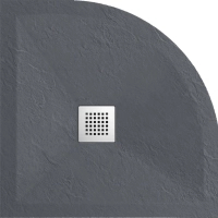 Brodzik z konglomeratu mineralnego Balneo Stone Tray 90 x 90 x 2,5 cm ciemnoszary niski półokrągły