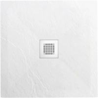 Brodzik z konglomeratu mineralnego Balneo Stone Tray 80 x 80 x 2,5 cm biały niski kwadratowy