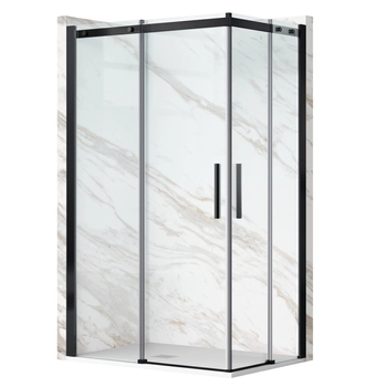 Kabina prysznicowa rozsuwana Balneo Rio 90 x 100 cm czarna transparentna