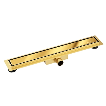Odpływ liniowy podłogowy Balneo Duplex Next Mirror Gold 80 cm złoty dwustronny ze stali nierdzewnej z niskim syfonem i głębokim osadnikiem
