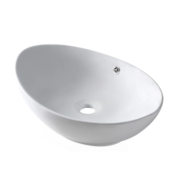 Umywalka nablatowa Balneo Zerra 59 x 39 cm biała ceramiczna z przelewem w kolorze chrom