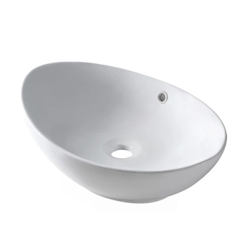 Umywalka nablatowa Balneo Zerra 59 x 39 cm biała ceramiczna z przelewem w kolorze białym