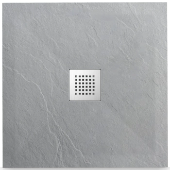 Brodzik z konglomeratu mineralnego Balneo Stone Tray 80 x 80 x 2,5 cm jasnoszary niski kwadratowy