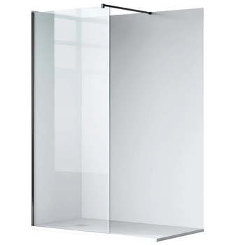Ścianka prysznicowa Balneo Beira 110 x 200 cm czarna szkło transparentne 8 mm