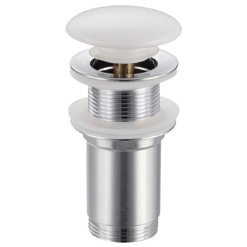 Korek umywalkowy mosiężny Balneo Klik Klak C biały bez przelewu z ceramiczną główką