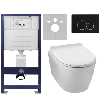Zestaw podtynkowy WC Balneo stelaż Fix-Frame Standard z białą miską WC Luxa i przyciskiem do wyboru